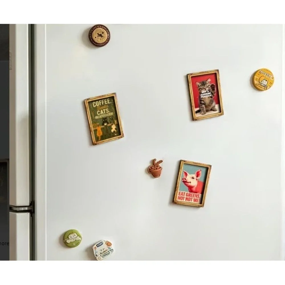 Cat Magnet Cats Coffee Books Funny Humor Framed Miniature Magnet New Cute!